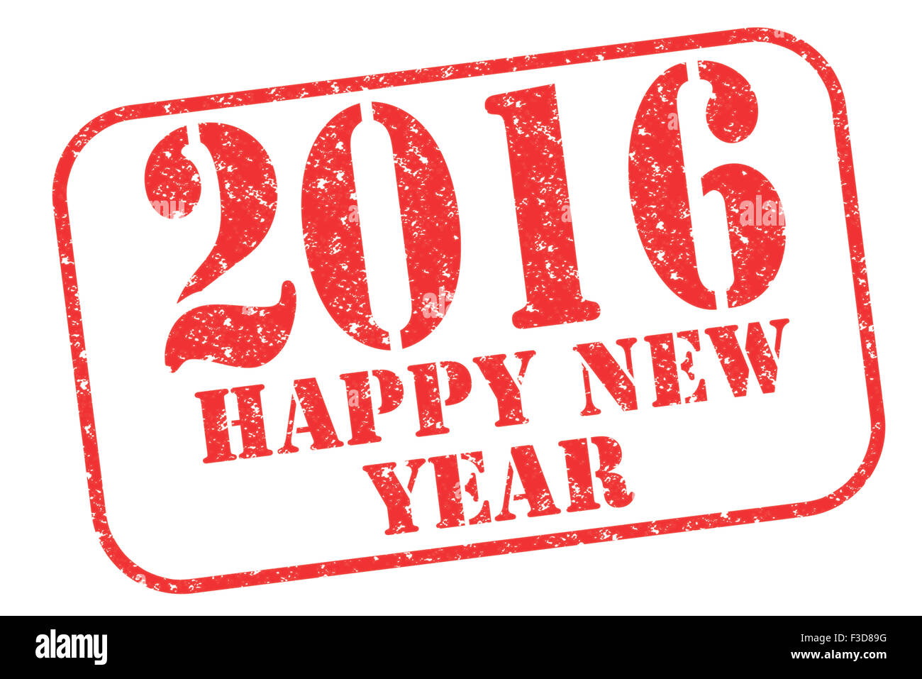 Timbro di gomma '2016 felice anno nuovo" su bianco Foto Stock
