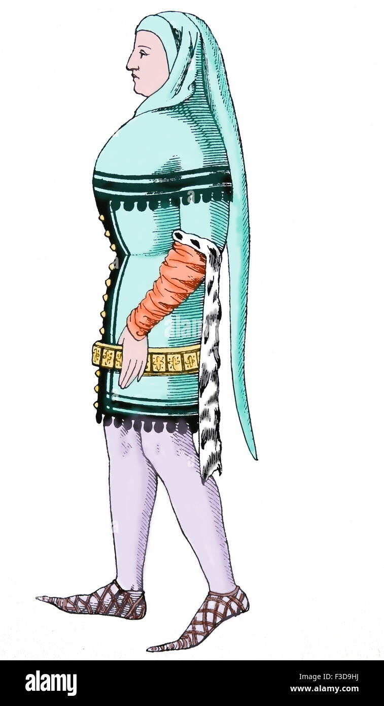 L'Europa. Nobile francese. c. 1360. Incisione. Colore. Foto Stock