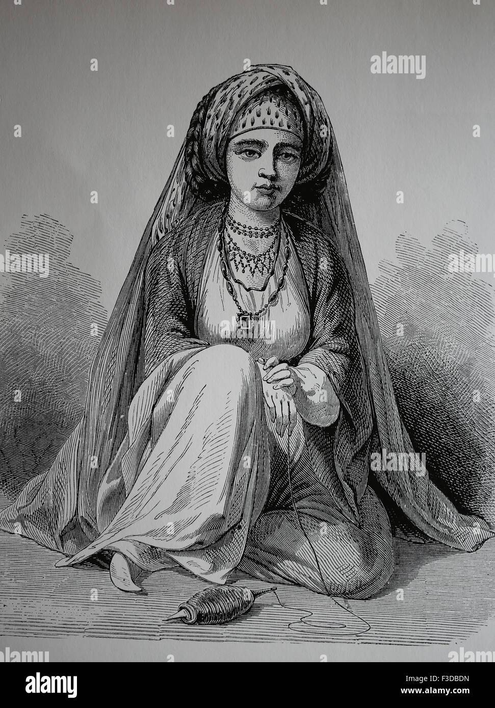 Asia. La Persia. La ragazza da Beluchistan, Persia, 1860. Incisione. Foto Stock