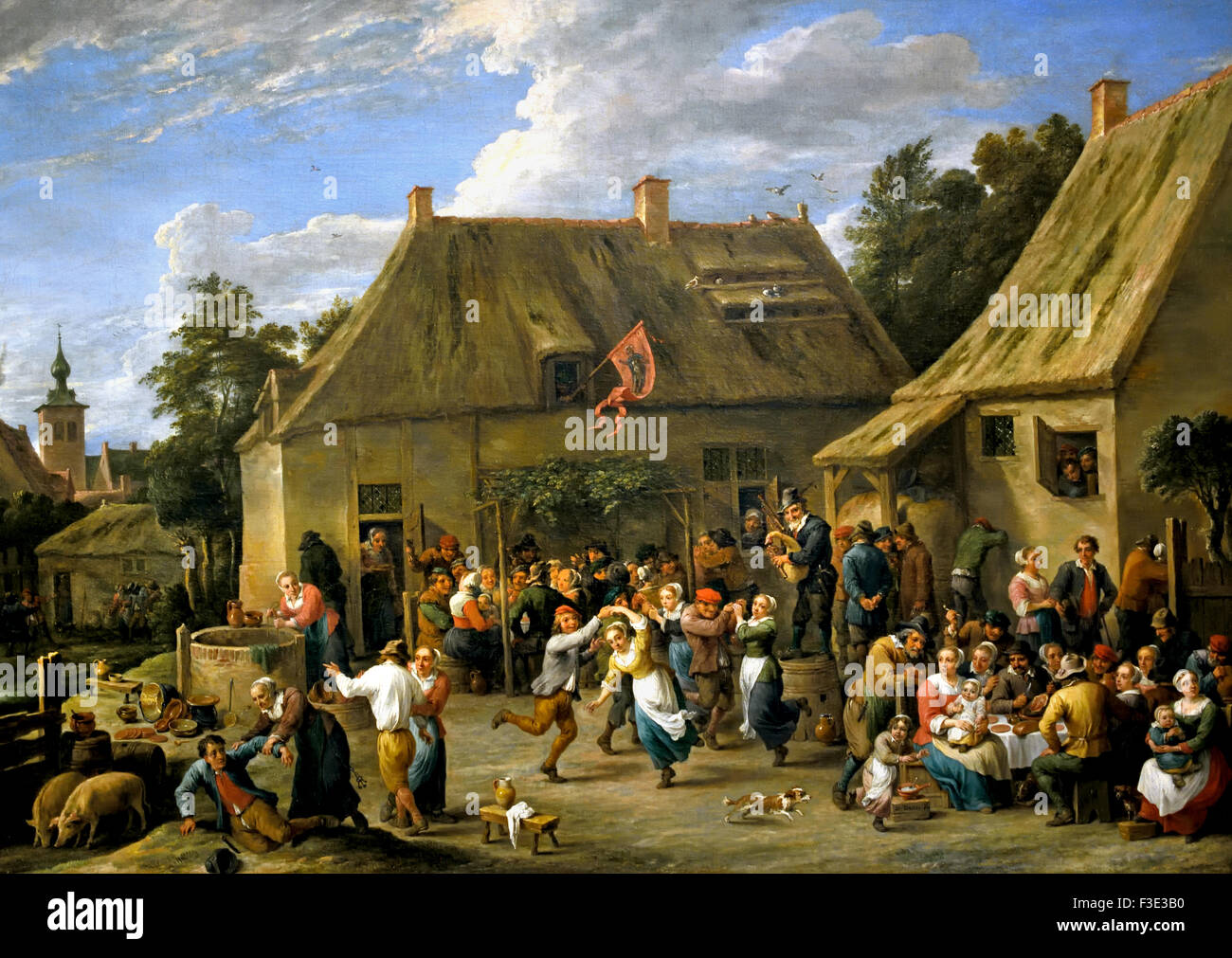 Kermesse contadina ( Fiera carnevale ) David Teniers II 1610-1690 Belgio belga Foto Stock