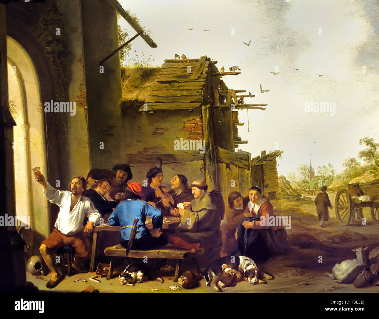 Le figure prima di un villaggio Inn 1642 Cornelis Saftleven 1607 - 1681 olandese Paesi Bassi Foto Stock