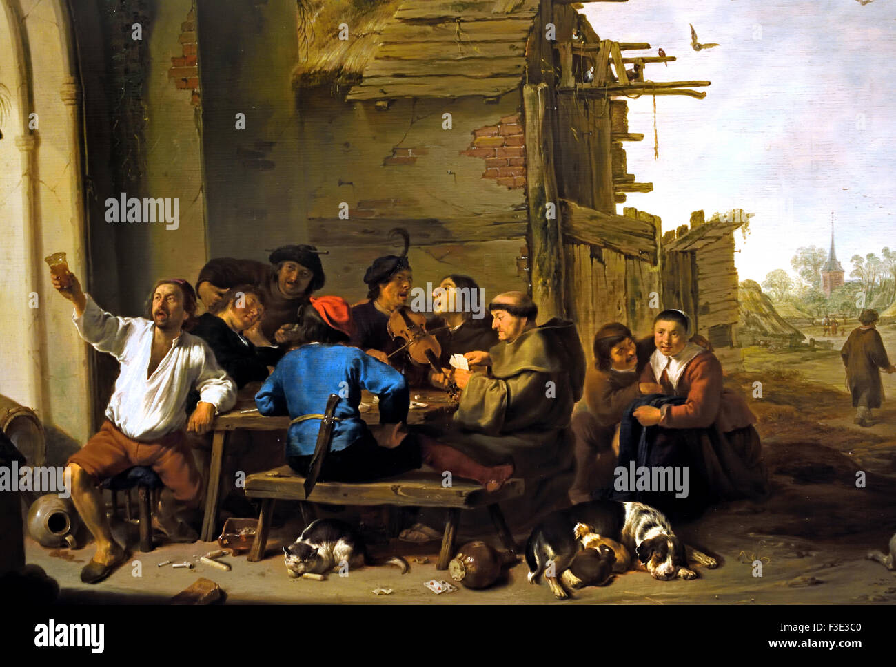 Le figure prima di un villaggio Inn 1642 Cornelis Saftleven 1607 - 1681 olandese Paesi Bassi Foto Stock