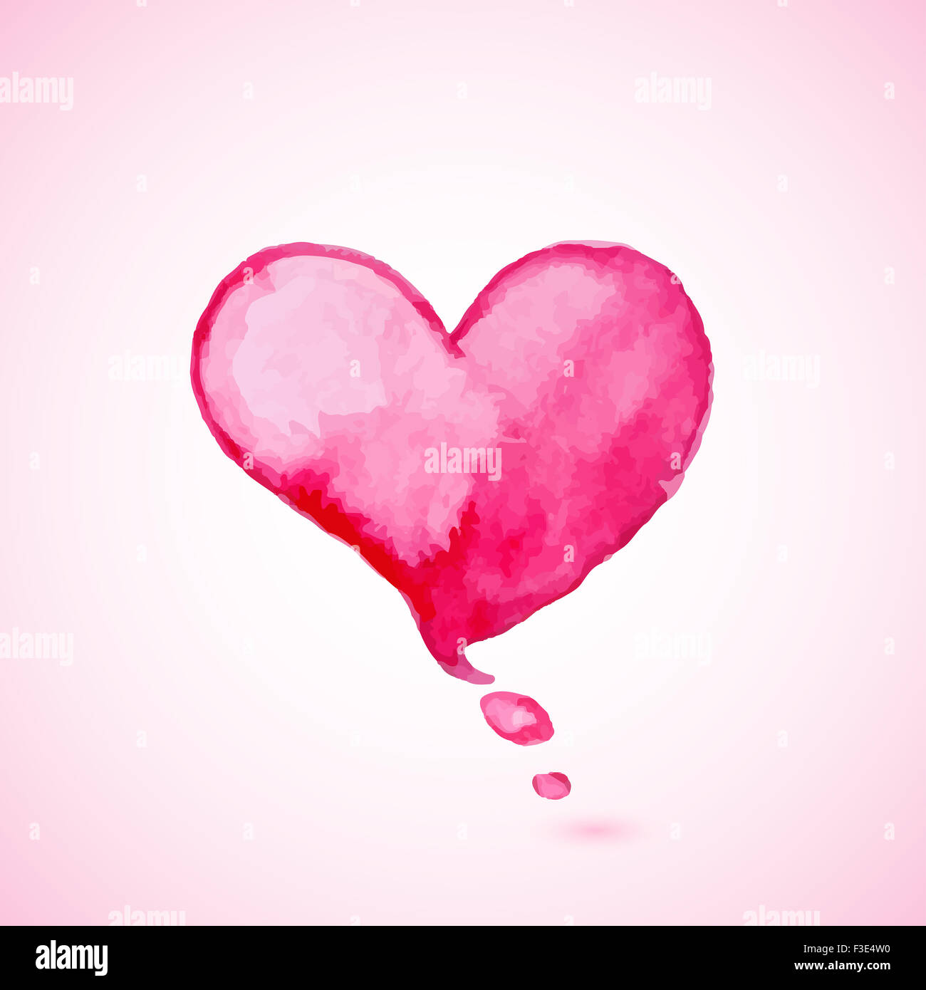 Acquerello rosso nel cuore per il giorno di San Valentino Foto Stock