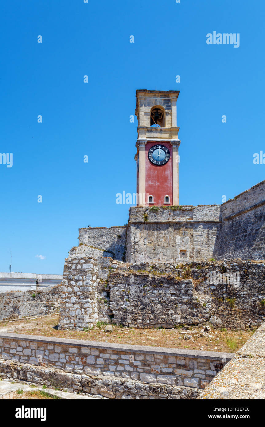 Inglese Interno torre fortezza vecchia, Corfu, l'isola di Corfù, Grecia Foto Stock