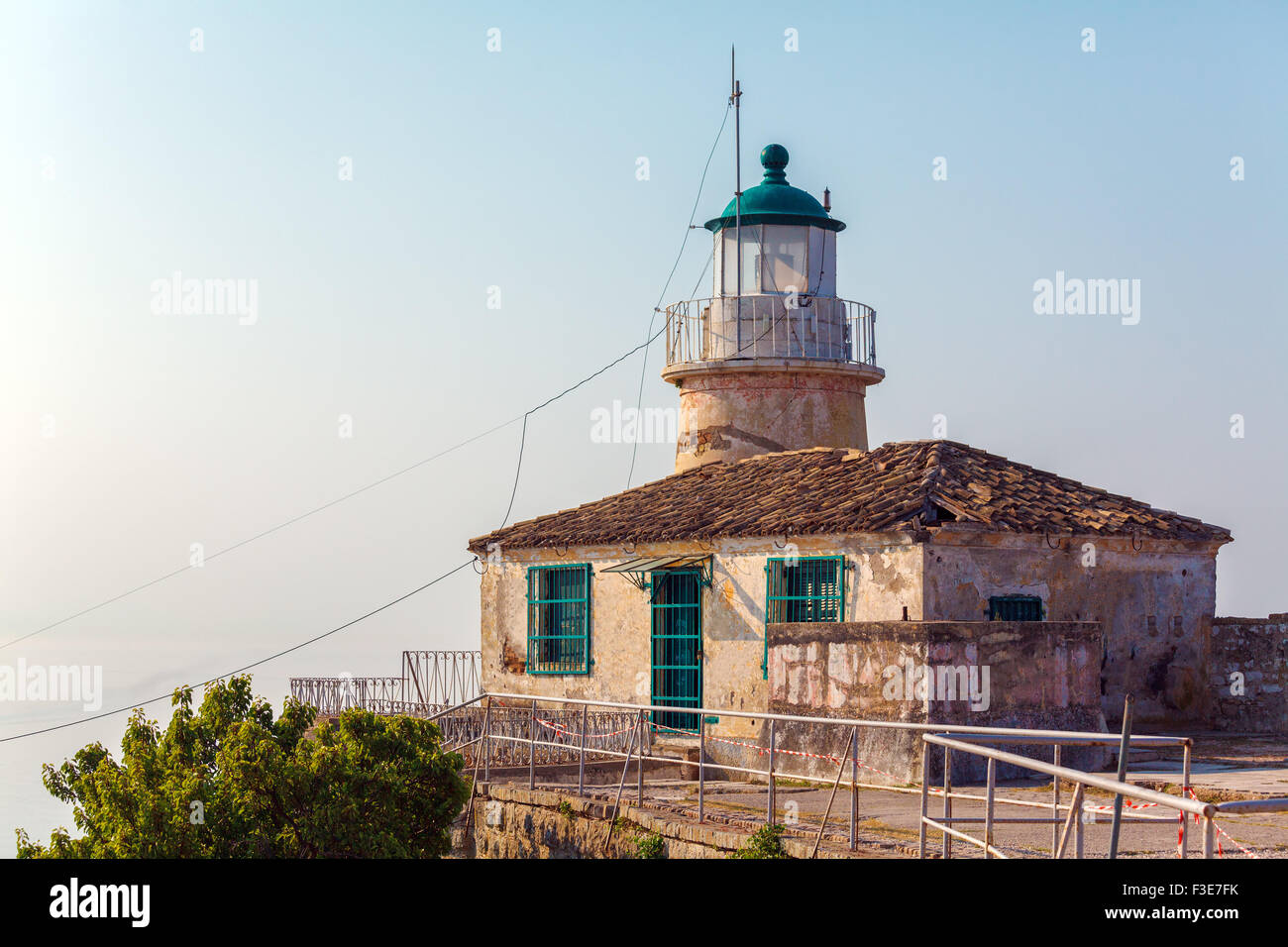 Faro di Fortezza vecchia di Corfu', l'isola di Corfù, Grecia Foto Stock