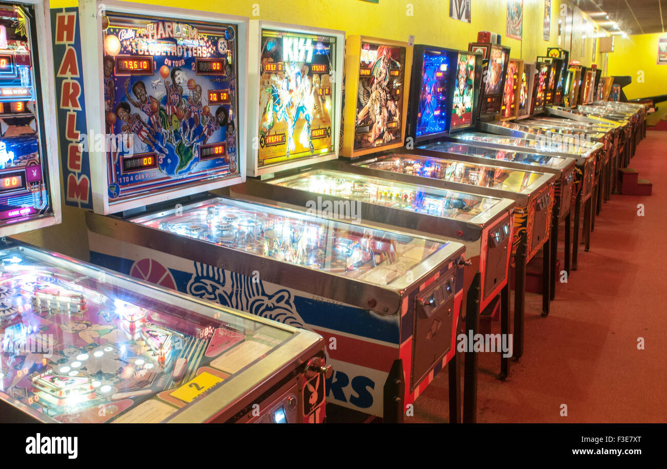 Flipper in American Classic Arcade Museum in Laconia, New Hampshire. Foto Stock