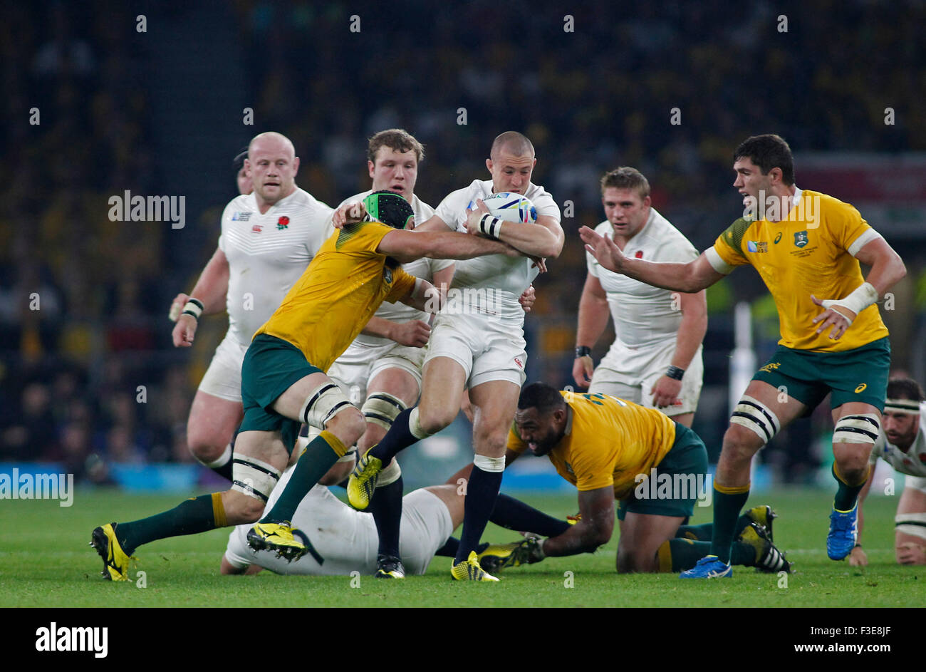 TWICKENHAM, Inghilterra - Ottobre 03 2015: Il 2015 Coppa del Mondo di Rugby piscina un match tra Inghilterra e Australia a Twickenham Stadium on Ottobre 03, 2015 a Londra, Regno Unito. Foto Stock