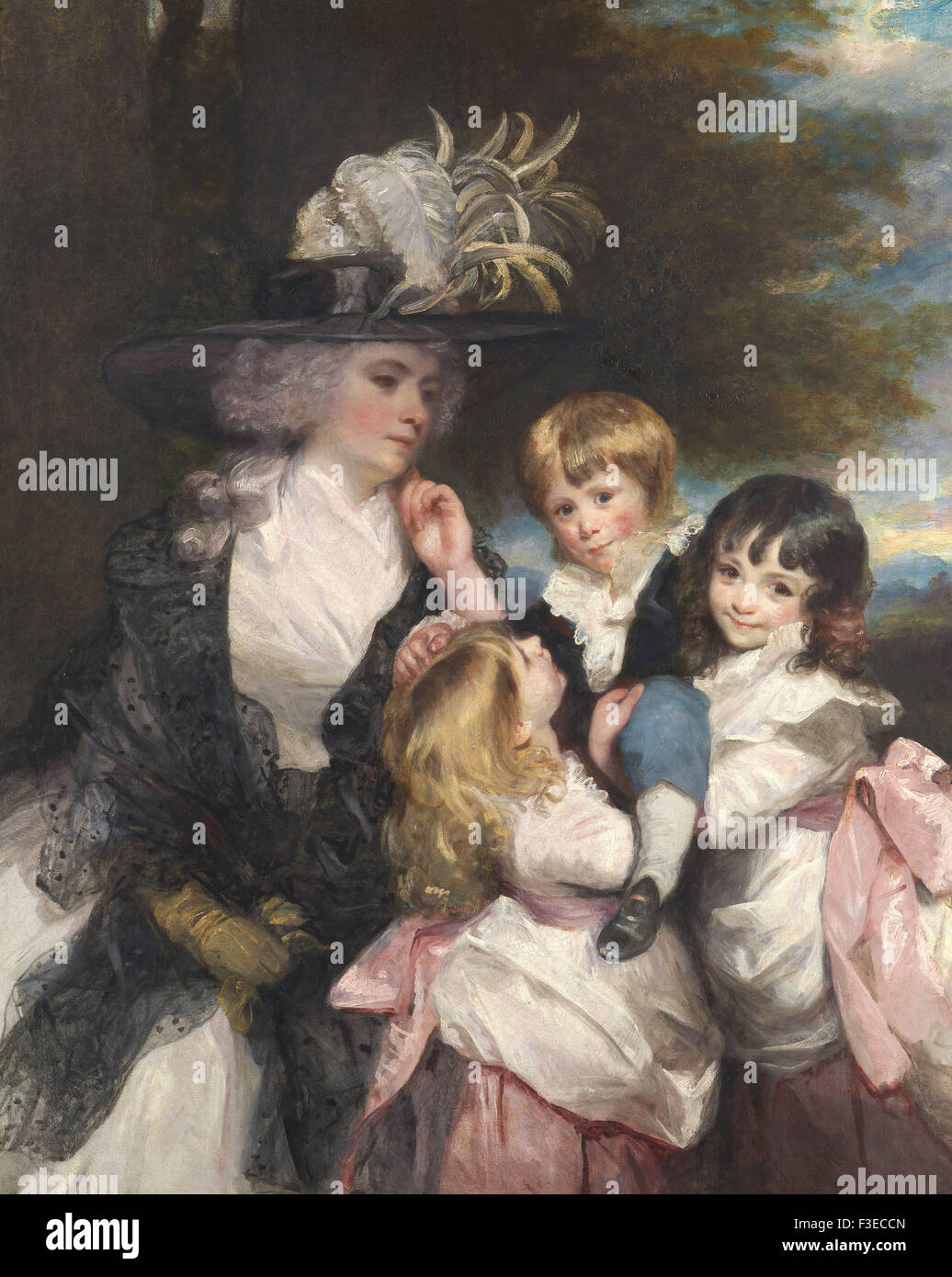 Sir Joshua Reynolds - signora Smith (Charlotte Delaval) e i suoi figli (George Henry, Louisa e Charlotte) Foto Stock