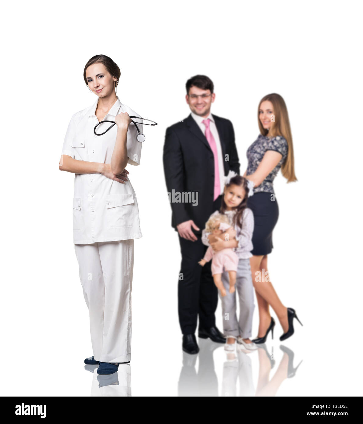 La famiglia presso il medico di appuntamento Foto Stock