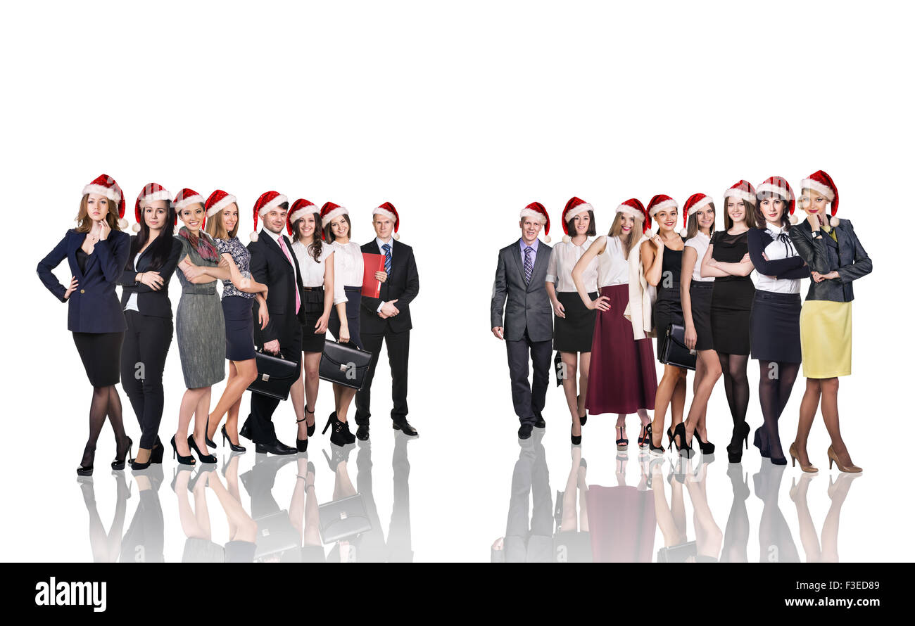 La gente di affari in un cappello di Natale Foto Stock