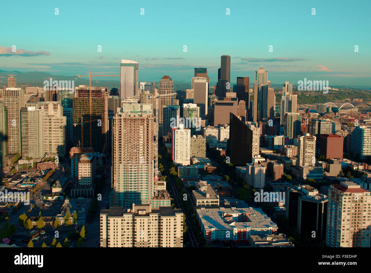Downtown Seattle dalla parte superiore dello Space Needle Foto Stock