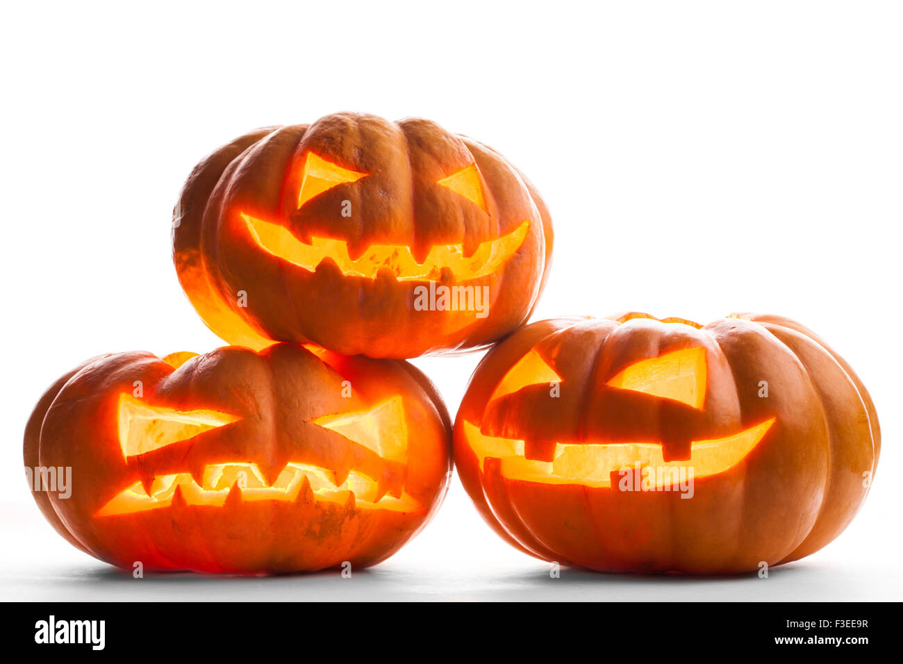 Scary zucche di Halloween Jack O lanterne Foto Stock