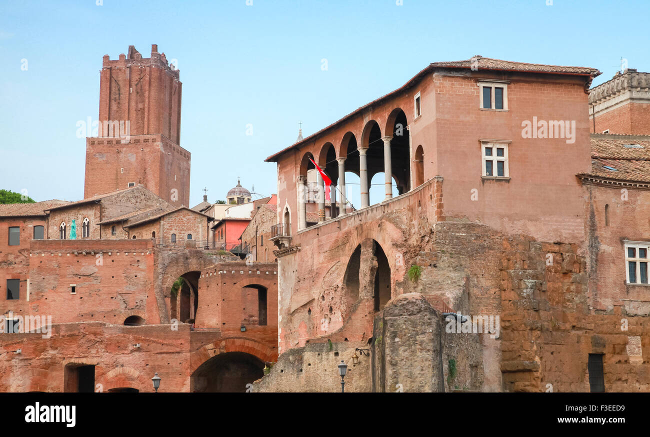 Fori Imperiali Roma Italia, famoso punto di riferimento turistico Foto Stock