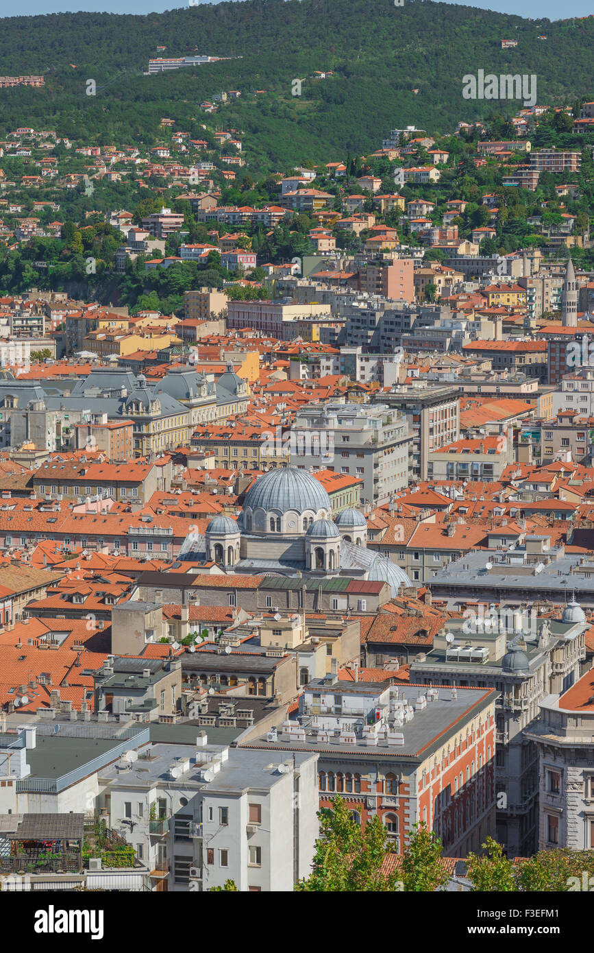 Trieste Italia centro dell'antenna, una veduta aerea della zona centrale di Trieste, Borgo Teresiano. Foto Stock