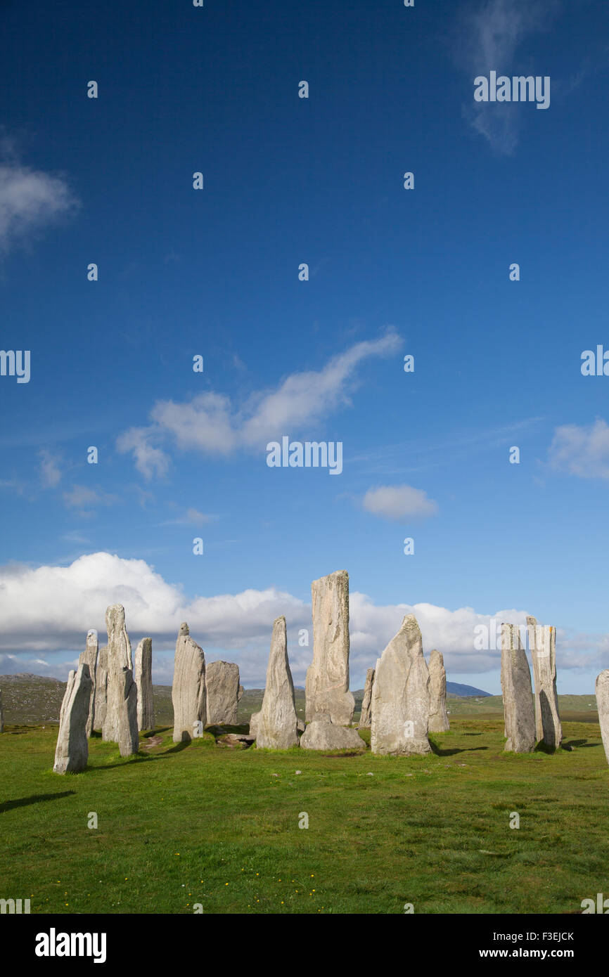 Parte di Callanish uno di un grande gruppo di pietre permanente dell'isola di Lewis, Ebridi Esterne, Scozia UK. Foto Stock