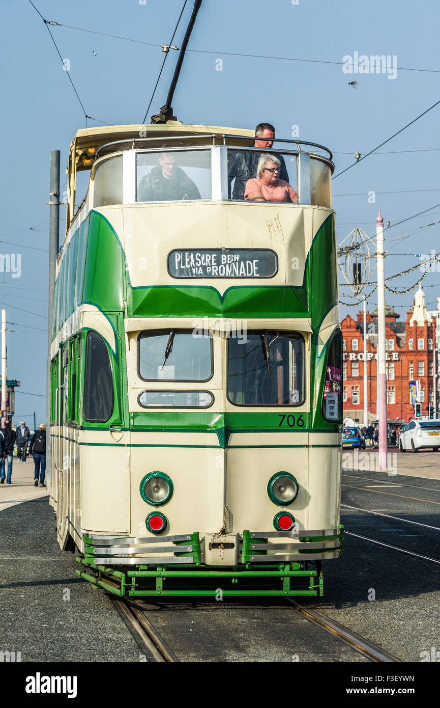 Blackpool tram auto Foto Stock