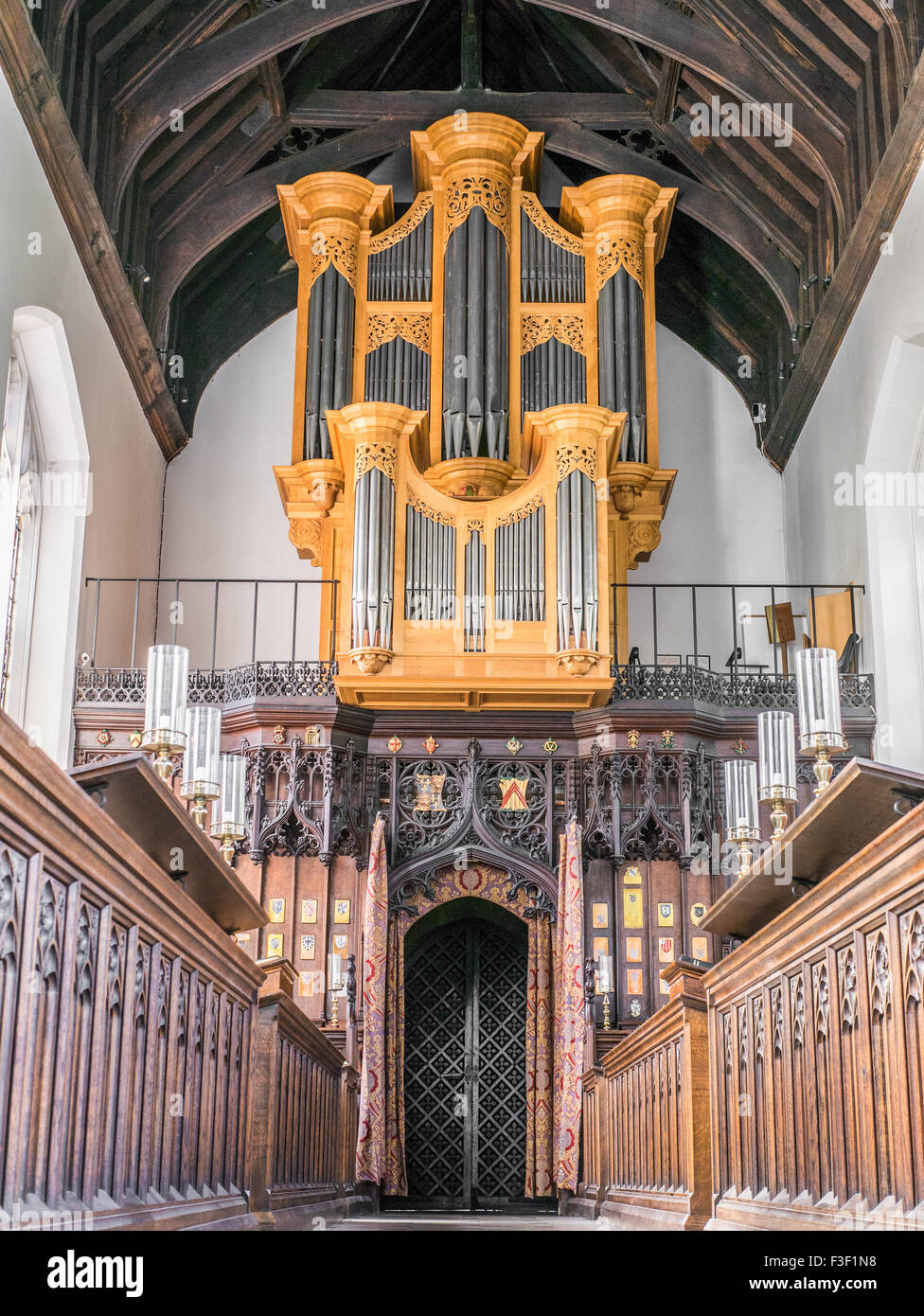 Organo al Magdalene College, Università di Cambridge, Inghilterra, fondata nel 1428 vicino al fiume Cam dal re Enrico VI. Foto Stock