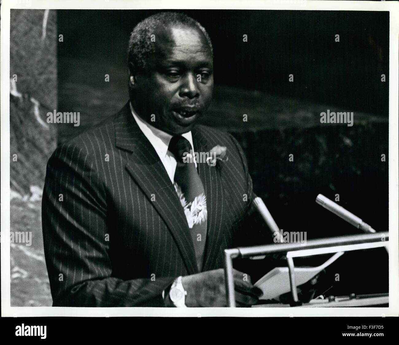 1981 - autunno 1981Le Nazioni Unite a New York il Presidente del Kenya il Sig. Daniel Arap Moi ha affrontato il trenta Sesta Assemblea Generale. © Keystone Pictures USA/ZUMAPRESS.com/Alamy Live News Foto Stock