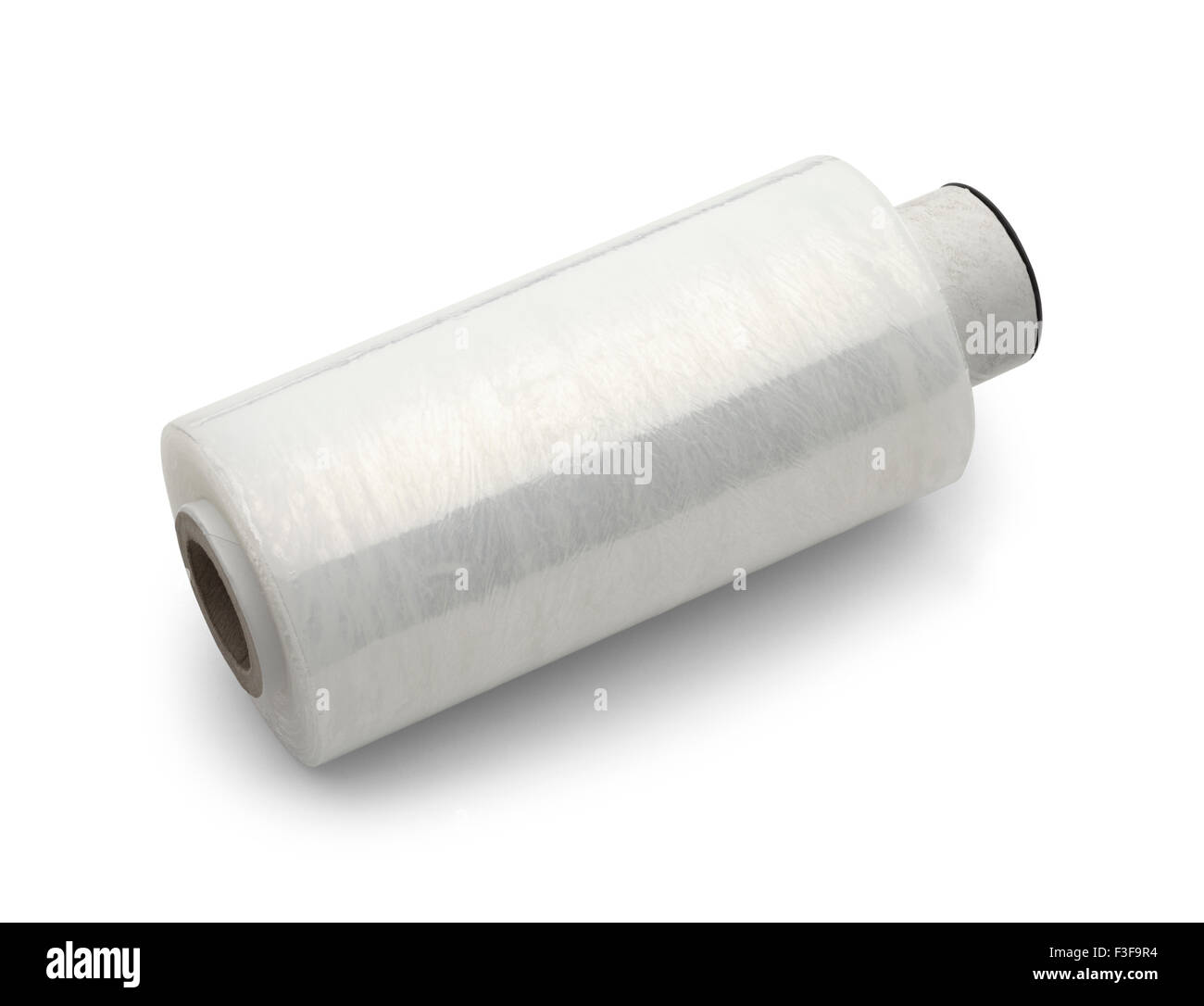Imballaggi in materie plastiche Wrap Film isolati su sfondo bianco. Foto Stock