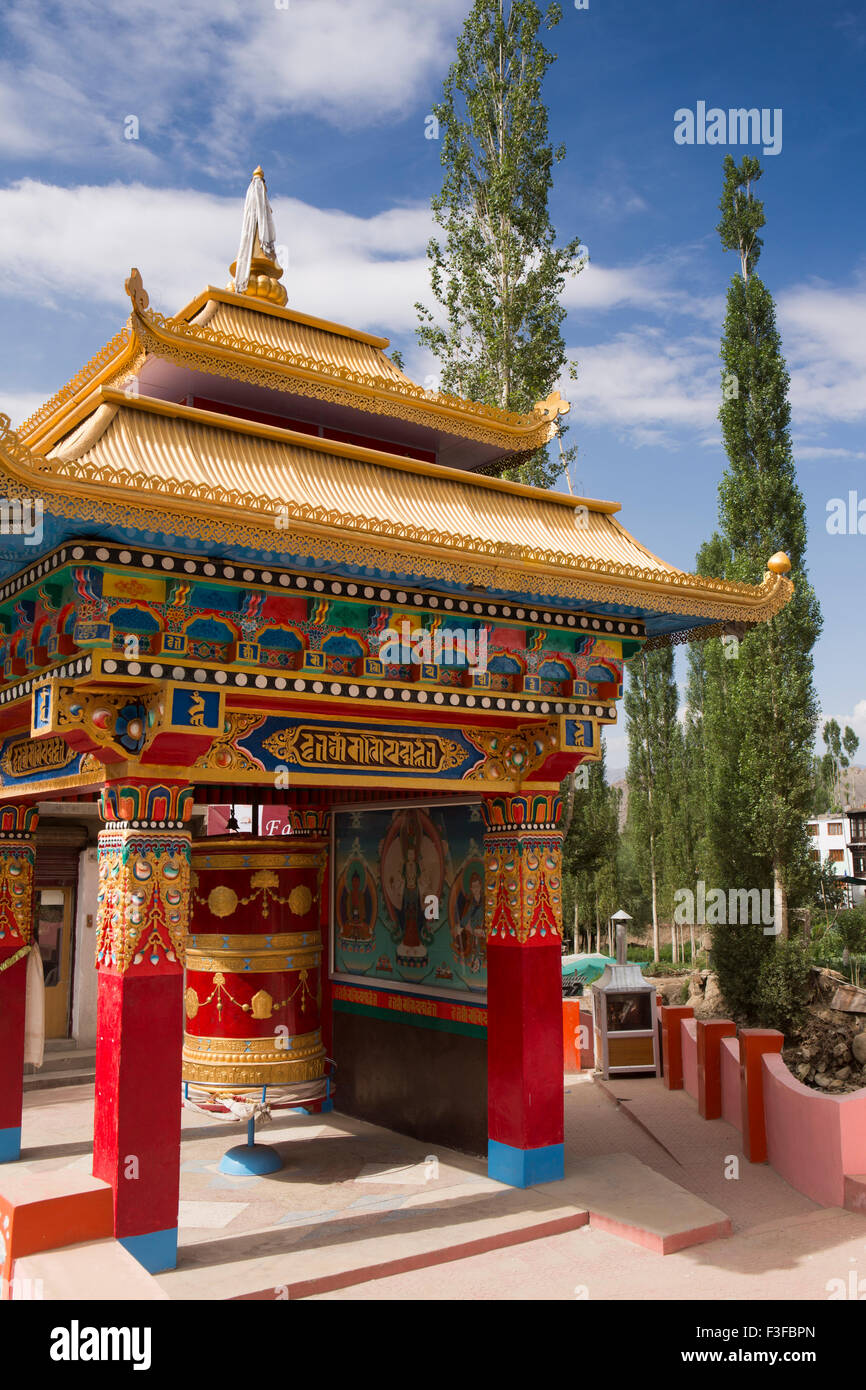 India, Jammu e Kashmir, Ladakh Leh, Changspa, la preghiera buddista ruota Foto Stock