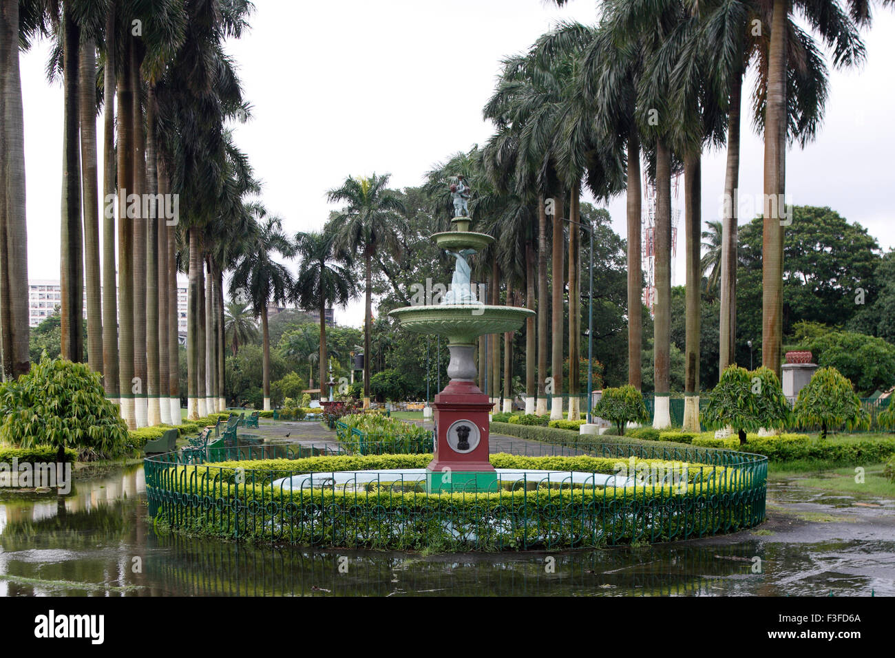 Eden Garden ; Fonte e palme ; Calcutta ; Kolkata ; Bengala Occidentale ; India ; Asia Foto Stock