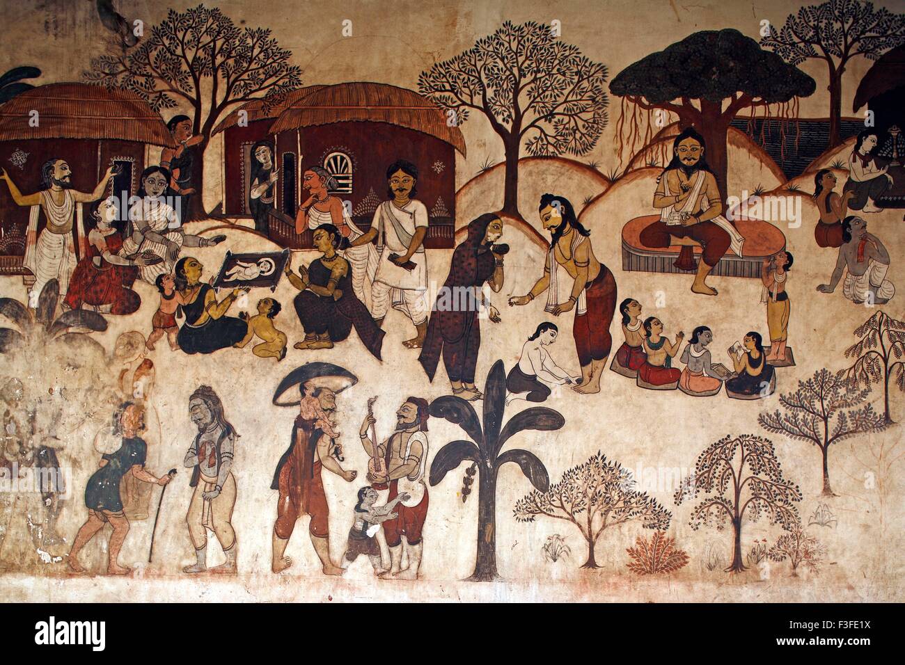 Pittura murale ; Raghurajpur un Arte & Artigianato village vicino a Puri ; Orissa ; India Foto Stock