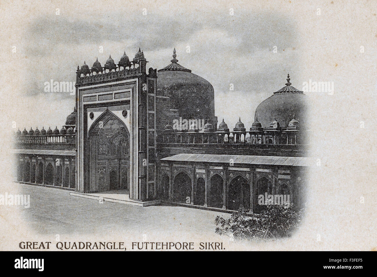 Vecchia foto del 1900 di Grande Quadrangle , Futtehporo Sikri , Fatehpur Sikri , Agra , Uttar Pradesh , India , Asia Foto Stock