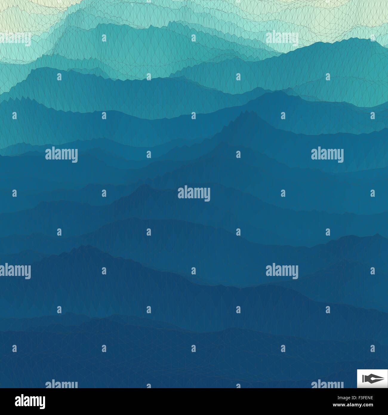 La superficie dell'acqua. Griglia ondulata dello sfondo. Mosaico illustrazione vettoriale. 3d Texture astratta. Illustrazione Vettoriale