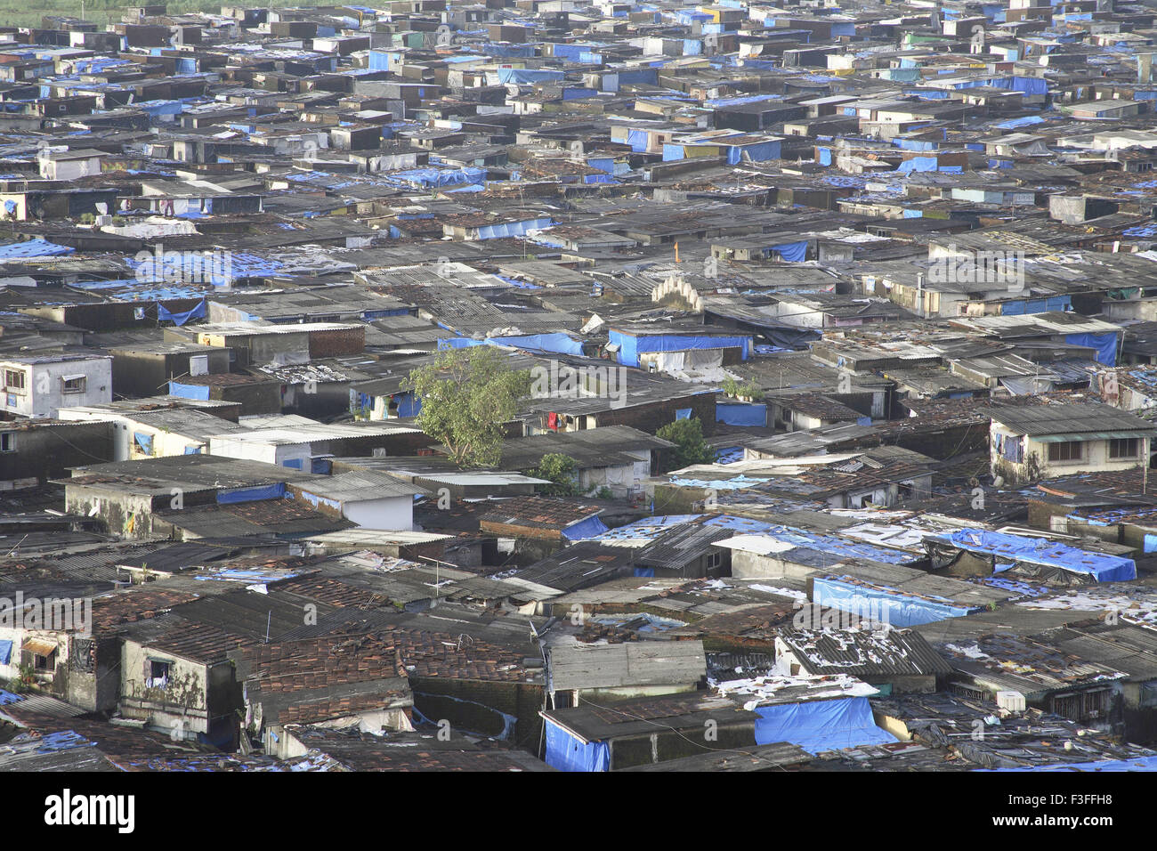 Baraccopoli zona vicino a Santacruz aeroporto ; Vakola ; Mumbai Bombay ; Maharashtra ; India nessuna autorizzazione Foto Stock
