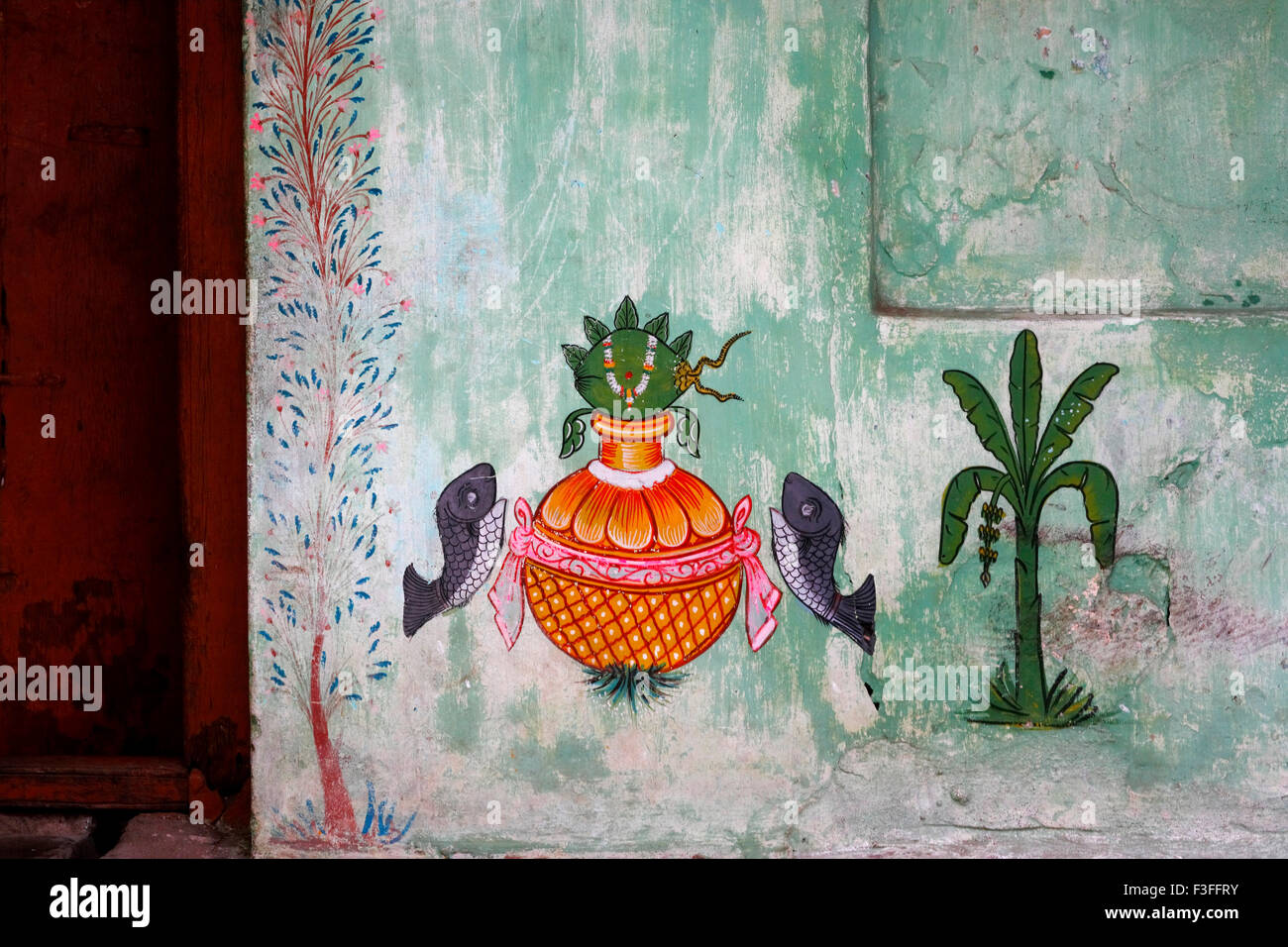 Pittura a parete di kalash ; puri ; Orissa ; Odisha ; India ; Asia ; Asia ; indiano Foto Stock
