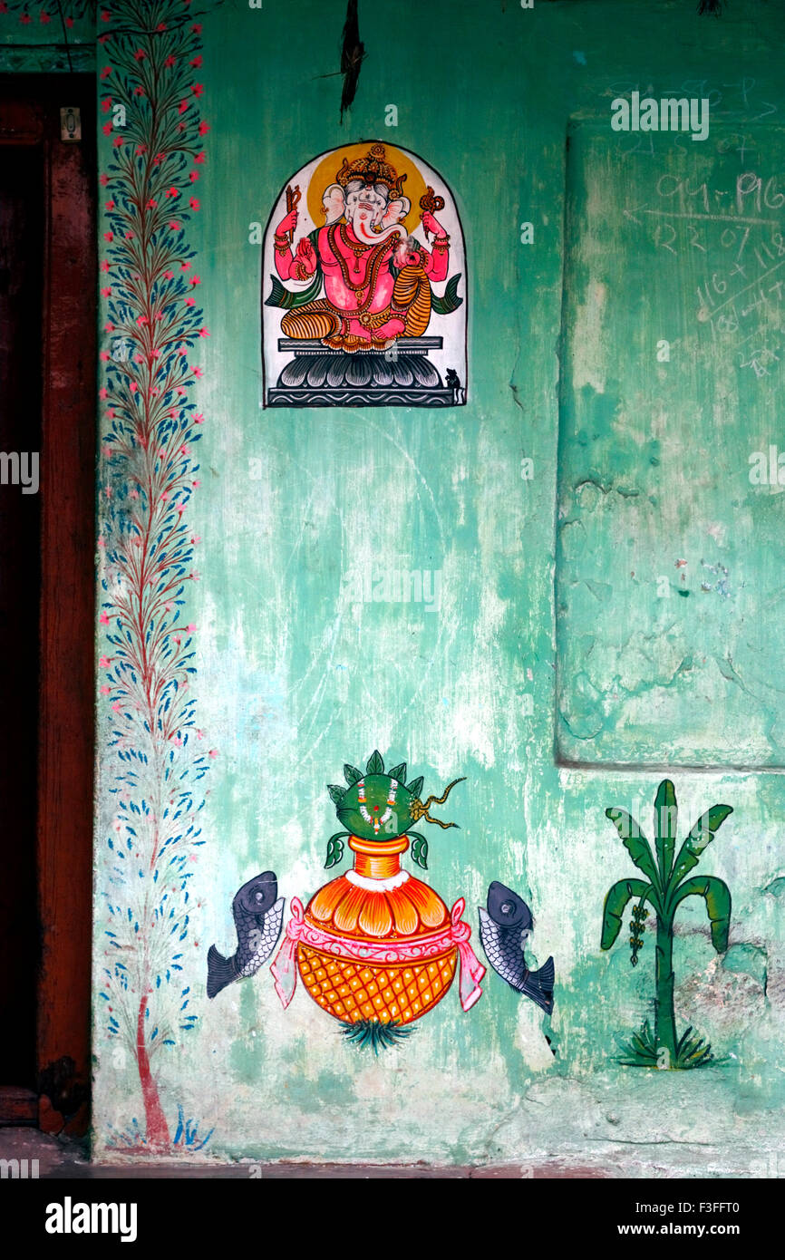Pittura murale ; Puri ; Orissa ; India Foto Stock