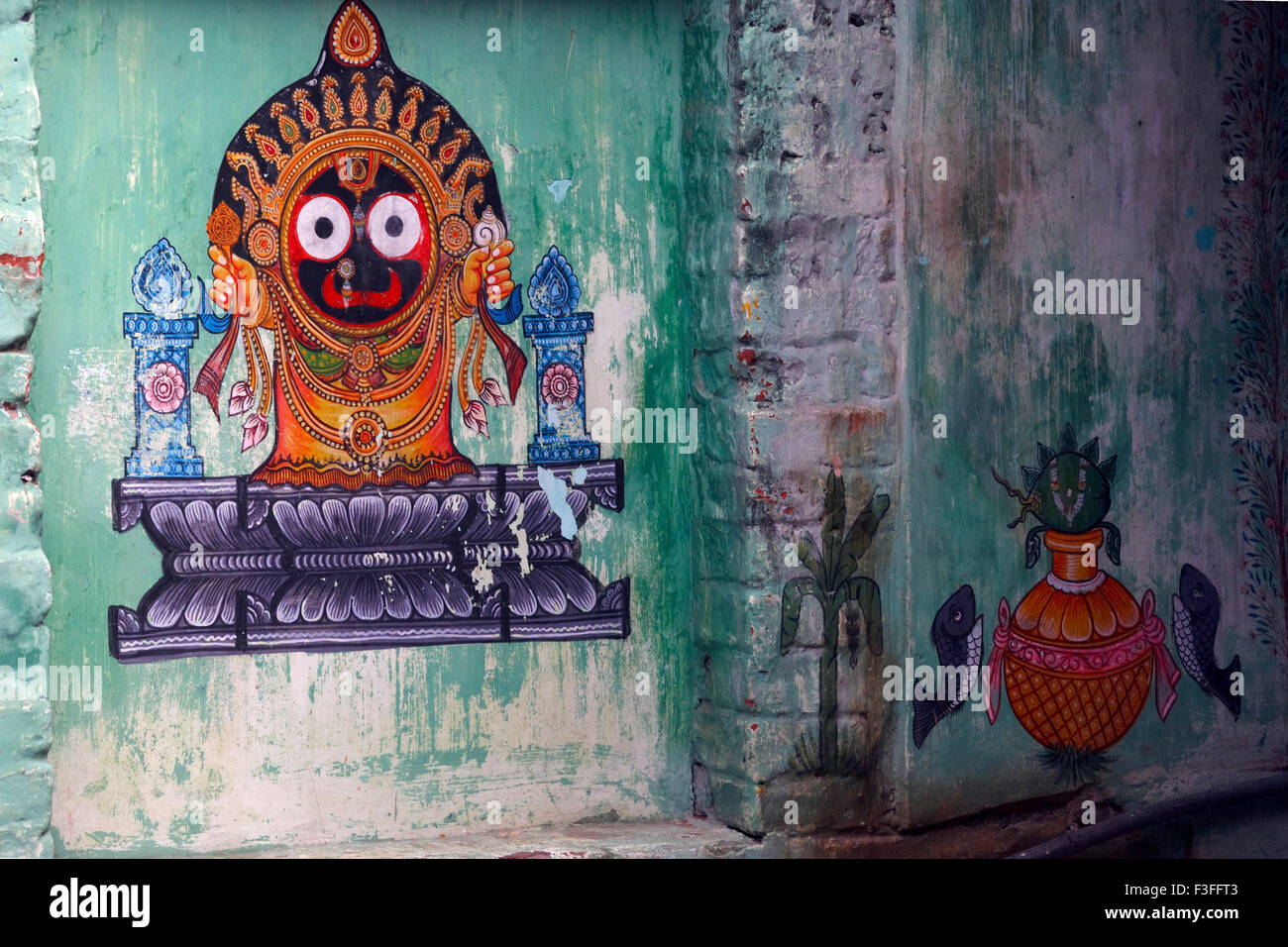Pittura murale ; Puri ; Orissa ; India Foto Stock
