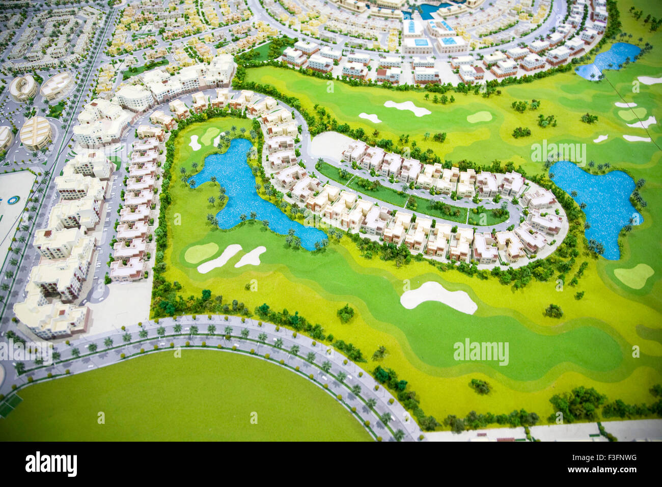 Villaggio Globale di proprietà di Dubai model look un simile motivo grafico Foto Stock