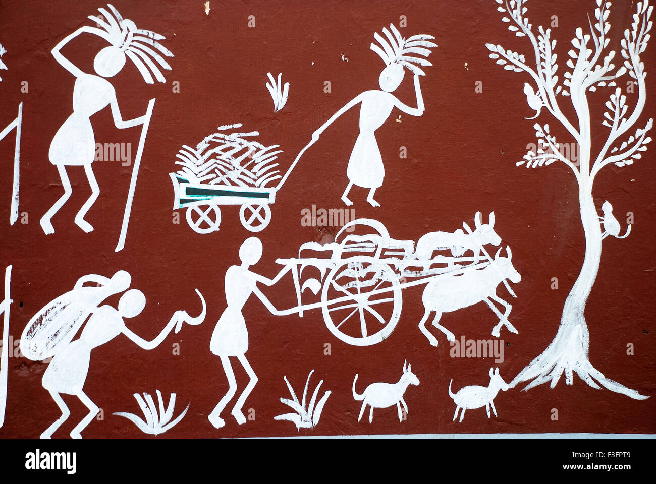 Arte Tribale ; pittura murale ; Orissa ; India Foto Stock