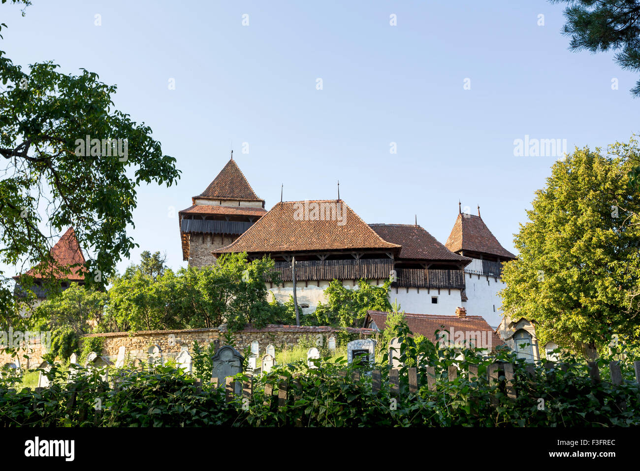 Chiesa fortificata in Viscri, Transilvania, Romania Foto Stock