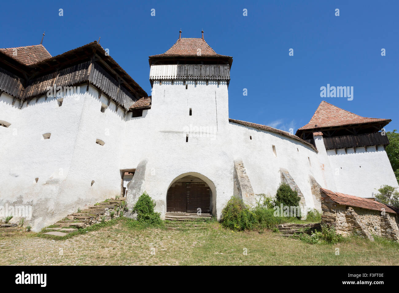 Chiesa fortificata in Viscri, Transilvania, Romania Foto Stock