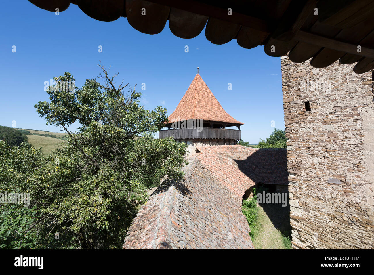 Chiesa fortificata in Viscri, Transilvania, Romania Foto Stock