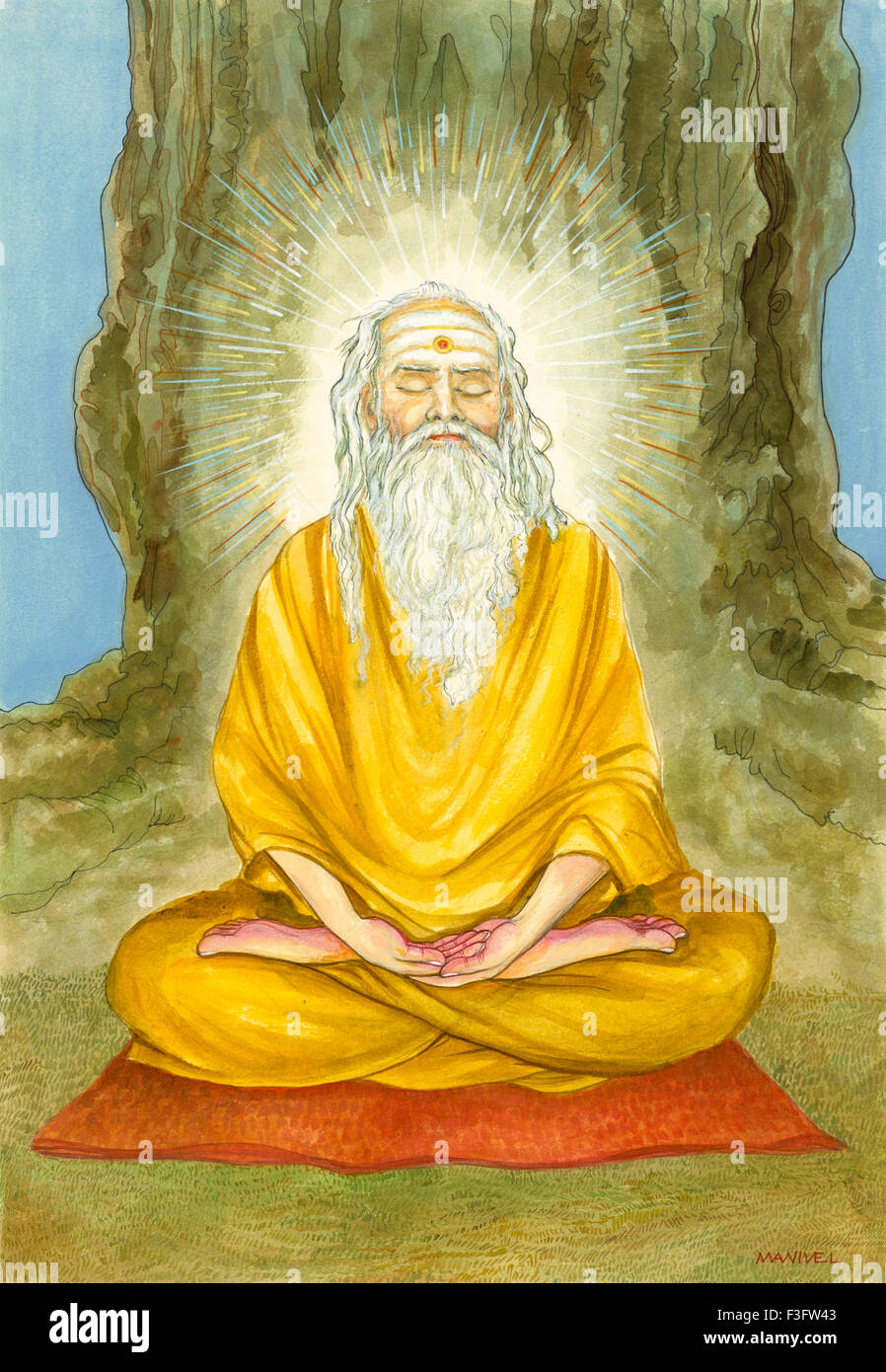 saint ; sadhu ; swami ; sannyasin ; credenza indù ; indù ; induismo ; arte ; yoga ; Foto Stock