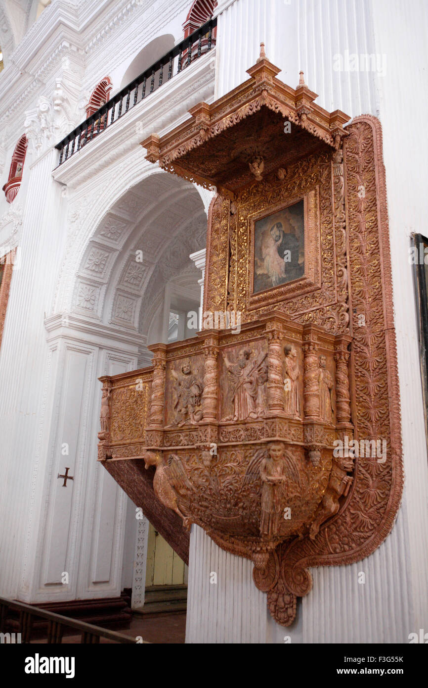 Balcone ; Chiesa di San Gaetano ; costruito nel 1655 ; UNESCO World Heritage Site ; vecchi Goa ; Velha Goa ; India Foto Stock