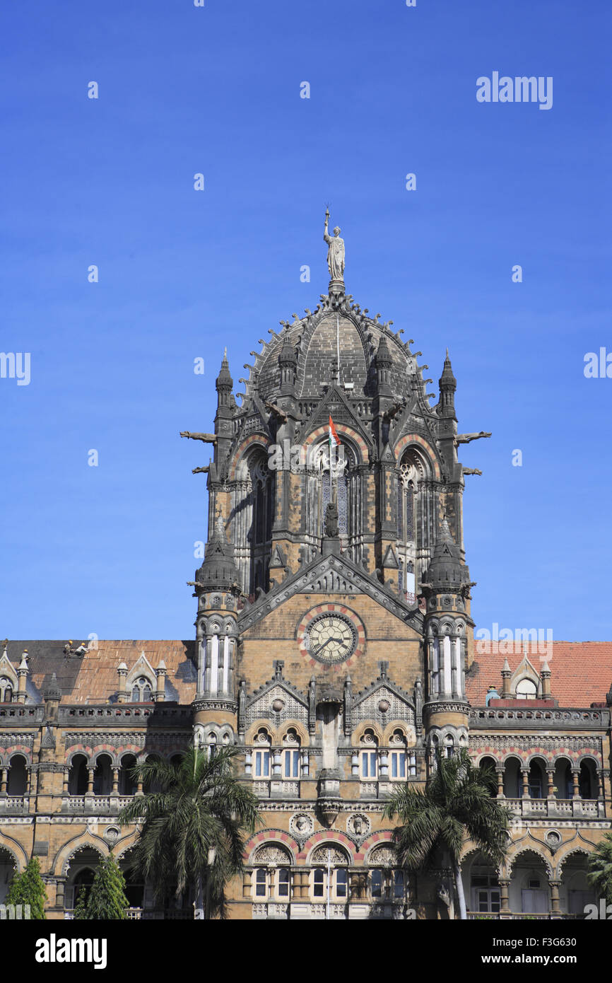 Chhatrapati Shivaji Terminus revival gotico vittoriano mescolate Stazione ferroviaria Bombay Mumbai Maharashtra Foto Stock