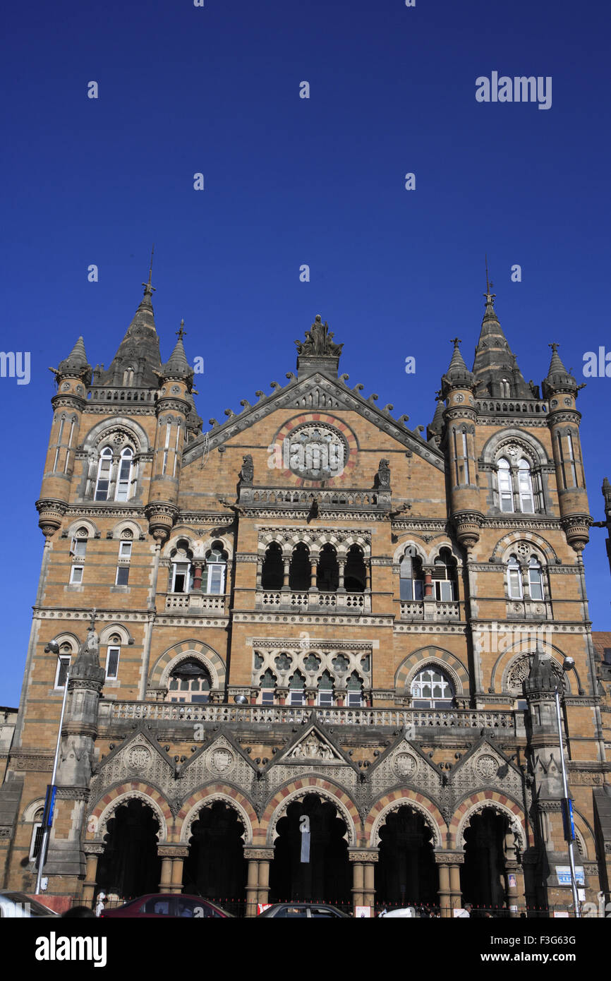 Chhatrapati Shivaji Terminus revival gotico vittoriano mescolate Stazione ferroviaria ; Mumbai Bombay ; Maharashtra Foto Stock
