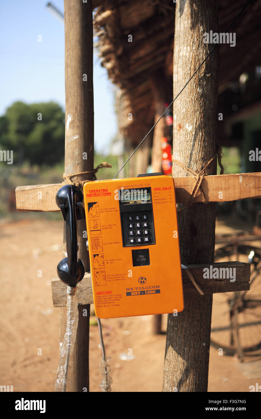 Telefono pubblico ; Thanjavur ; Tamil Nadu ; India Foto Stock