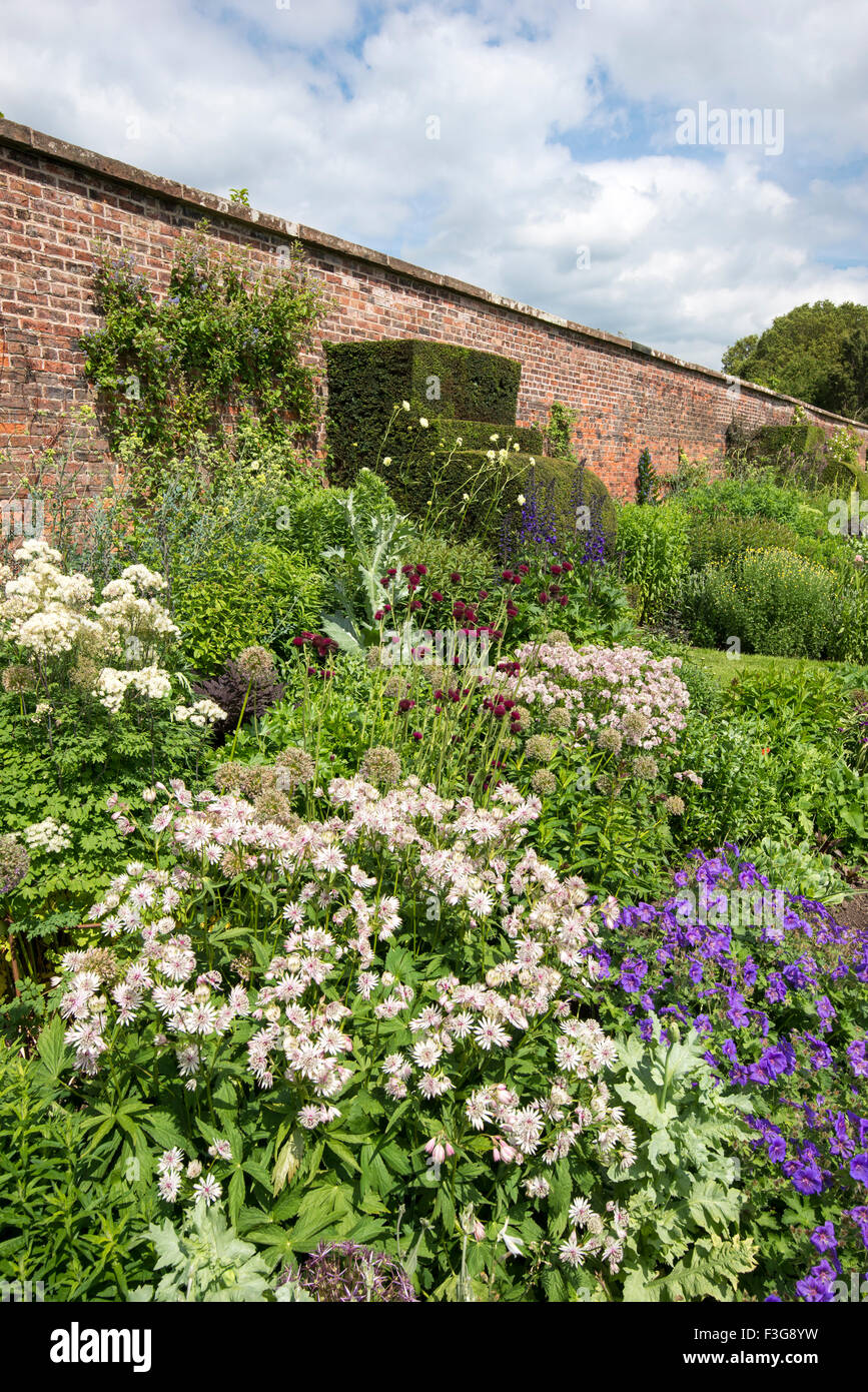 Famoso Herbaceous borders a Arley Hall nel Cheshire con inizio estate piantare. Foto Stock