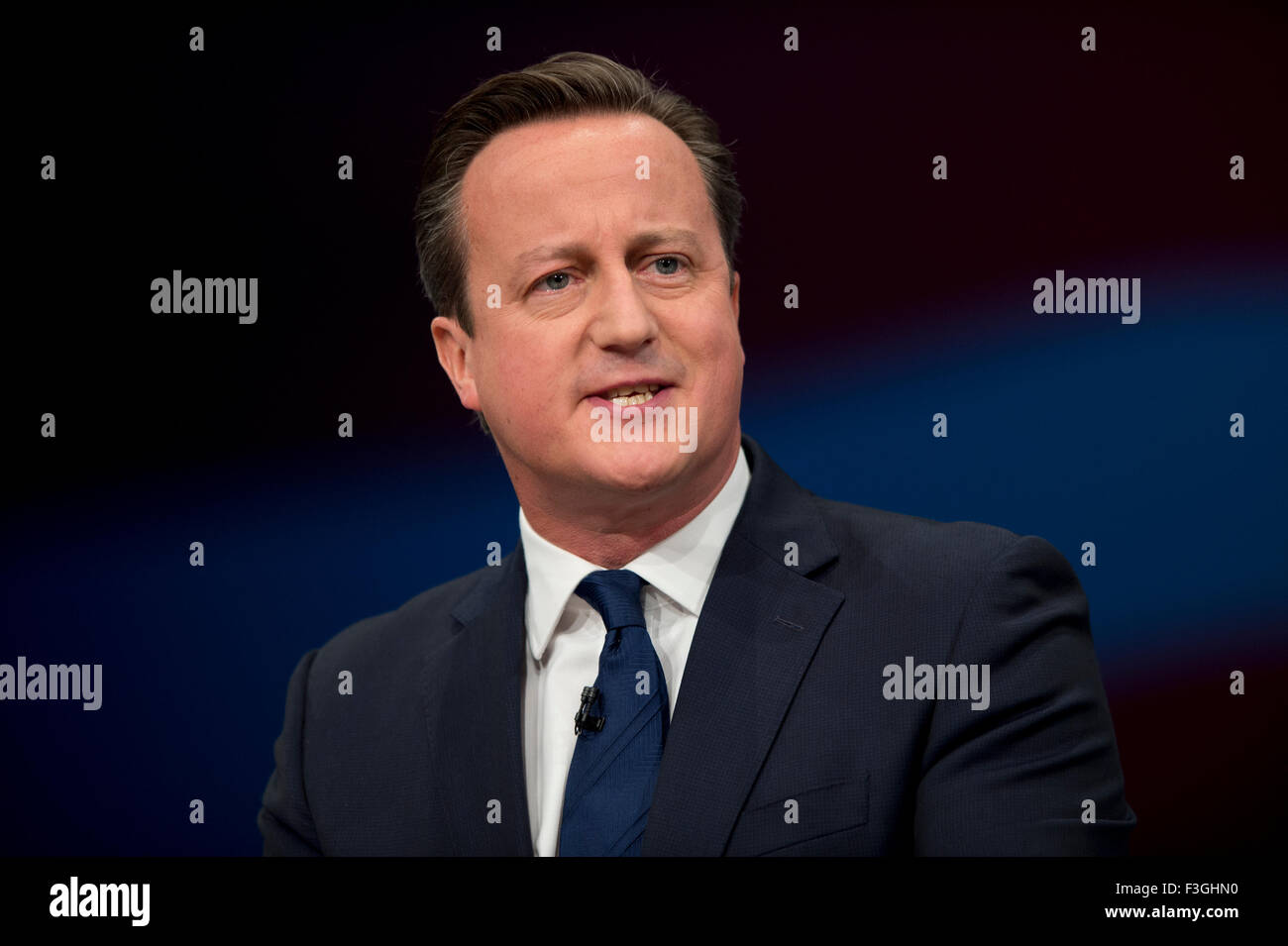 Manchester, Regno Unito. Il 7 ottobre 2015. Primo Ministro britannico David Cameron parla al giorno 4 del 2015 Congresso del Partito Conservatore di Manchester. Credito: Russell Hart/Alamy Live News. Foto Stock