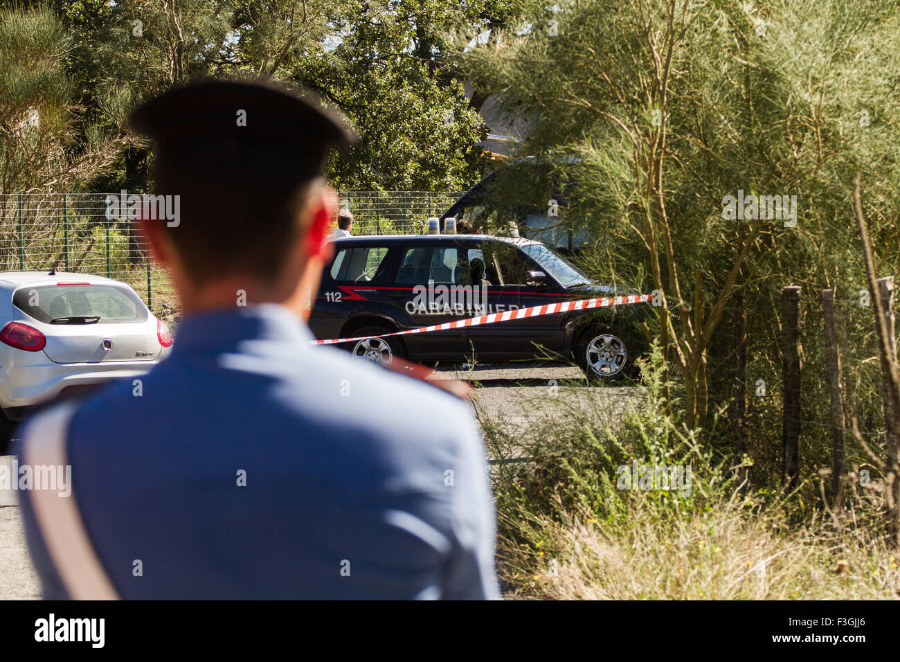 Nicolosi, Sicilia, Italia. 7 ottobre 2015. Una ragazza di venti, Giordana Di Stefano, è stato pugnalato a morte nella sua auto in Nicolosi, in Foto Stock