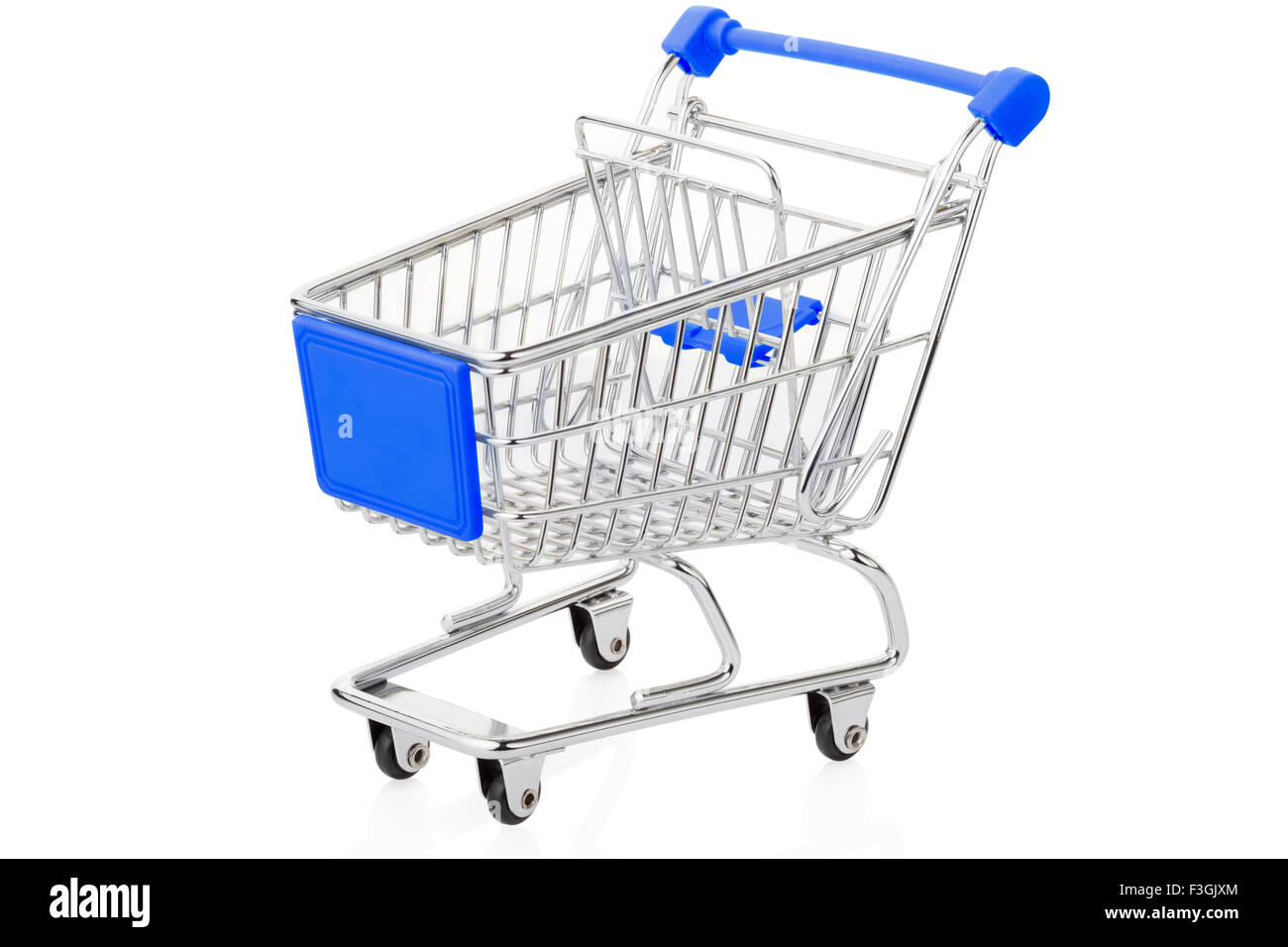 Blue Carrello spesa su bianco Foto Stock