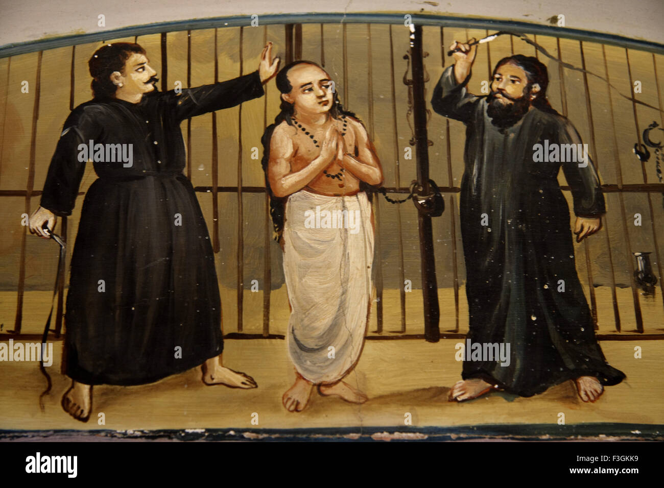 Pittura murale; Chettier house ; Kanadukethan ; Chettinad ; Karaikudi ; Tamil Nadu ; India Foto Stock