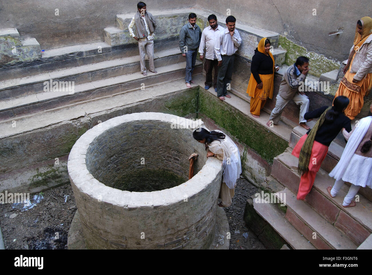 I visitatori a Lalita Kunj all'interno Nidhivan Vrindavan ; Uttar Pradesh ; India Foto Stock