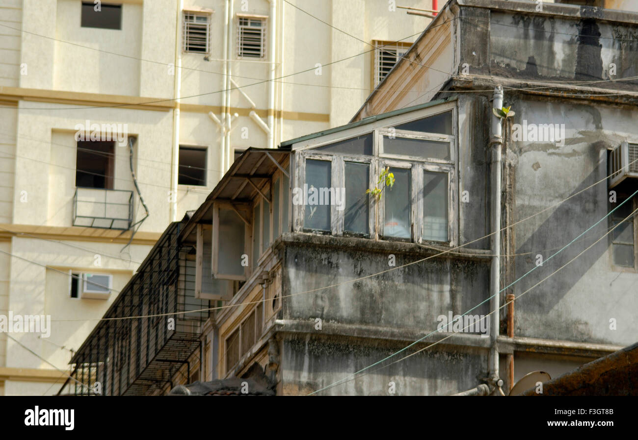 Windows, vecchio nuovo, allora ora, ieri oggi, Bombay, Mumbai, Maharashtra, India, asia Foto Stock