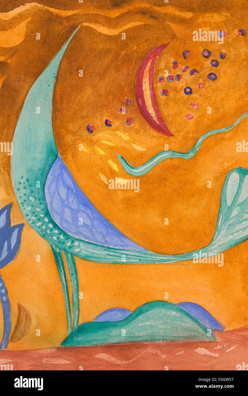 Sogno di bird acquerello su carta a mano Foto Stock